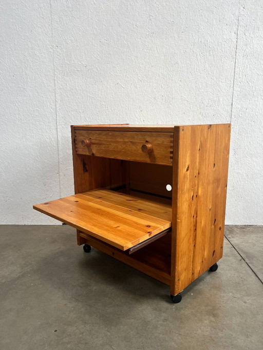 Mobile audio d'epoca, mobile, pino, anta estraibile, anni '70/'80