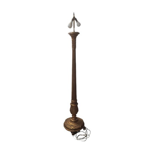 French classic wooden floor lamp, mid-20th century