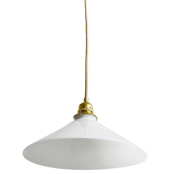 Image 1 of Vintage French pendant lamp opaline glass 1930s