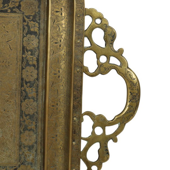 Image 1 of Vassoio orientale in ottone a forma di pavone