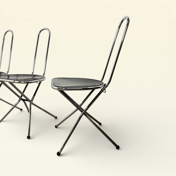 Image 1 of Set di 4 sedie pieghevoli postmoderne, Niels Gammelgaard, Ikea, 1980