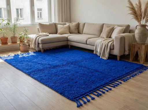 Traditioneel handgeweven vloerkleed van natuurlijke wol Majorelle blauw 2/3 m – Alberto Bazzani (photo 2 of 7)