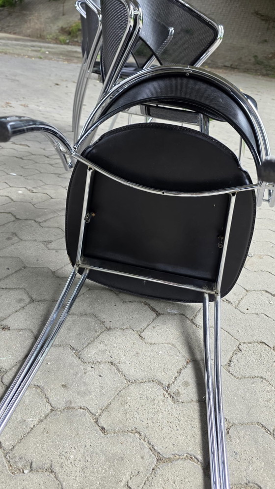 Image 1 of Set van 4 postmodernistische chromen stoelen, Italië, 1980