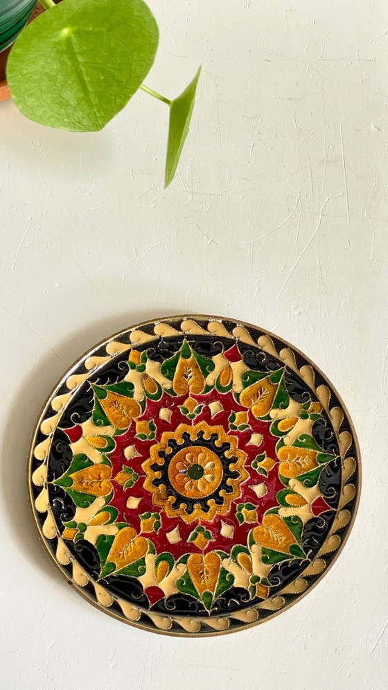 Image 1 of Vintage messing bord met vakjes