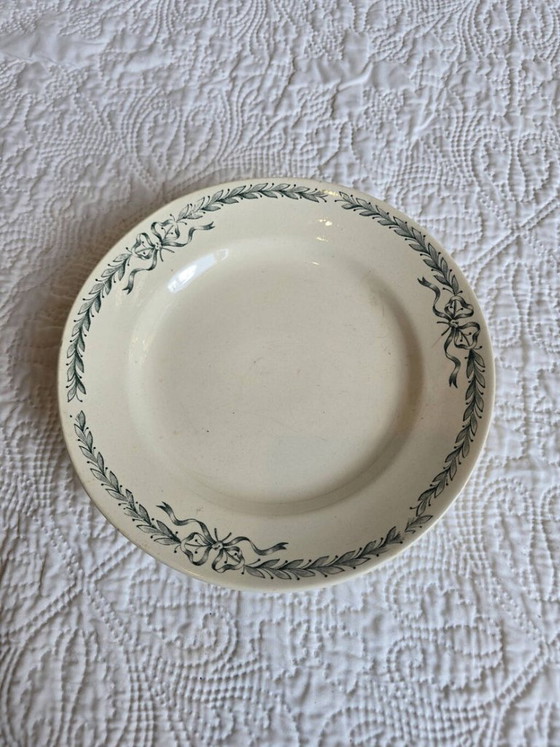 Plat Ovale Ancien Longchamp Modèle Bulle – Faïence Décor Guirlande Verte – Art de la table, Ceramic (photo 2 of 5)