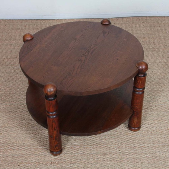 Image 1 of Solid oak coffee table in the style of Charles Dudouyt, 1950