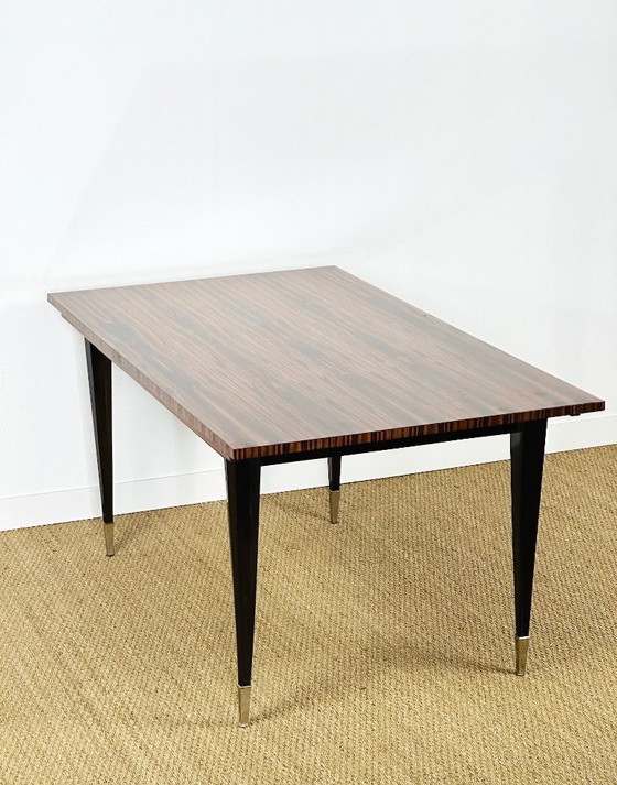 Image 1 of Modernistische eettafel van zebranohout, 1950