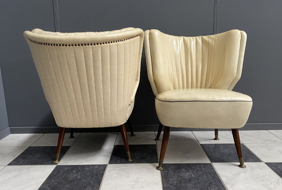 Image 1 of 2 sedie da cocktail in skai bianco anni '60