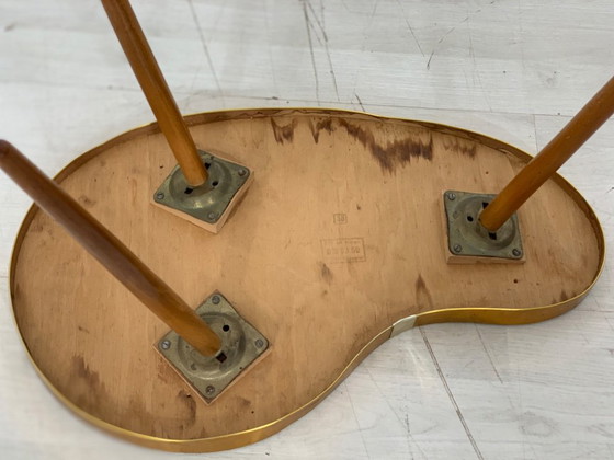 Image 1 of Mid - Century kidney-shaped side table Flower table Shelf VINTAGE