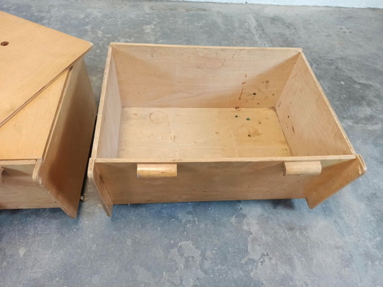 Juego de 3 baúles de madera con ruedas, Armarios de almacenamiento, Marrón (foto 5 de 15)