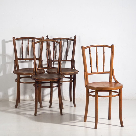 Antique Thonet bentwood chairs (c.1920). Set of 4 pieces #14 – Dining chairs (photo 4 of 40)