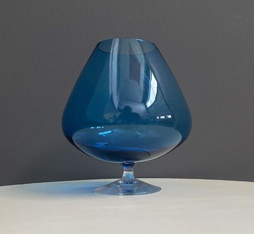 Empoli Blue large cognac glass shape vase 1960s