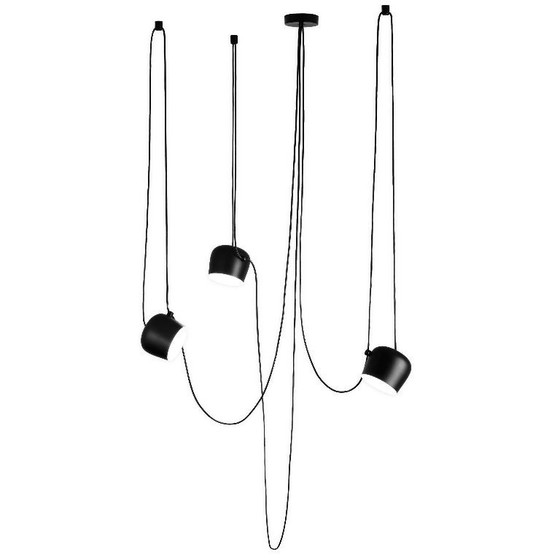 Image 1 of Lámpara colgante LED Flos Aim Small negra – juego de 3 + roseta múltiple