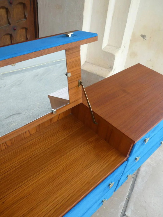 Commode/coiffeuse en teck et daim, 1950 – Vintage (photo 5 of 12)