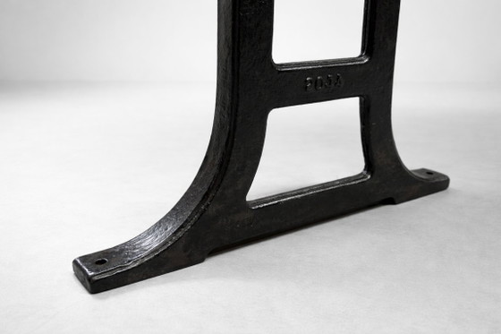 Dining table with oak top and cast iron base, Reclaim Studio, Wood, Brown, Rustic (photo 6 of 7)