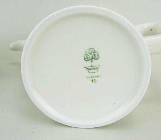 Image 1 of Cafetera térmica art déco de porcelana y metal de la década de 1930 de Thermisol Thomas