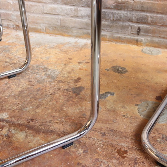Image 1 of Set 4 rieten buisframe Chroom design jaren 80