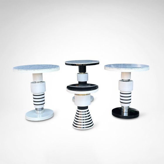 Image 1 of hand crafted side table of ceramic and marble in memphis style by Casalto 2020, set of 4