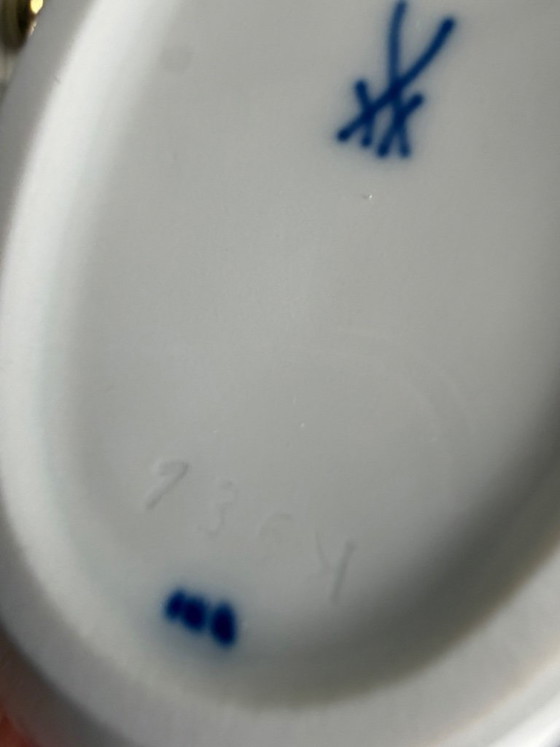 Image 1 of Original Meissen Onion Pattern Sauce Set, First Choice – Sauce Bowl & Sauce Jug – Excellent Condition
