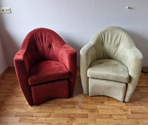 Image 1 of 2 fauteuils Leolux Carabas avec repose-pieds