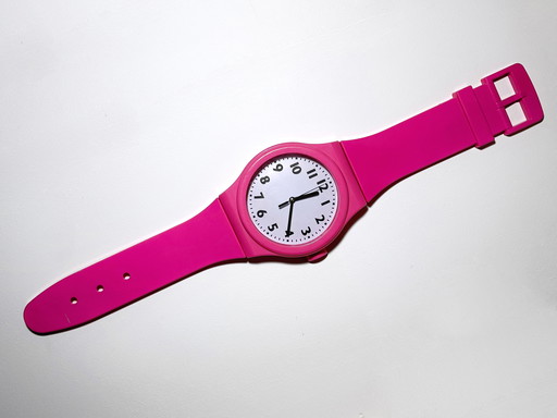 Vintage Xxl Wall Clock Pink Wristwatch Memphis Milano Postmodern Wall Clock 80s Ettore Sottsass 1980 1980s 80s