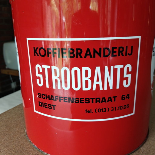 Scatola di latta vintage per caffè Stroobants – Scatola pubblicitaria per caffè belga – Diest