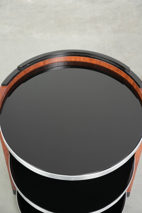 Image 1 of Mesa auxiliar/de bar móvil única de Schuitema con tablero de cristal negro de la serie Decoforma.