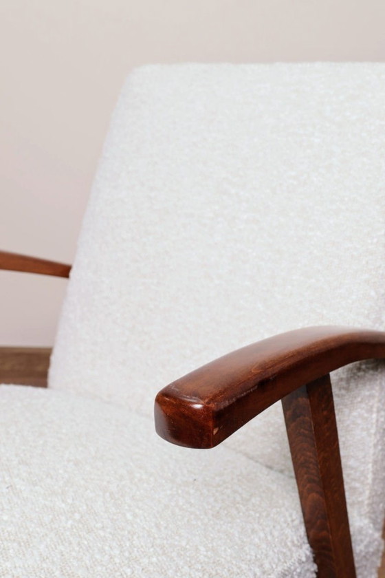 Image 1 of Vintage Lounge Chair Bouclè Pearl Full Refurbished, 1970s.