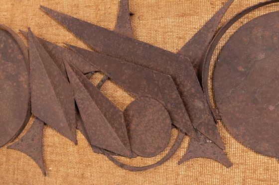 Image 1 of Brutalistische metalen wandsculptuur van Henrik Horst, Denemarken, jaren 70.