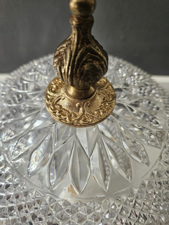 Plafoniera Vintage Hollywood Regency Vetro Cristallo & Ottone – Plafoniere, Brass, Glass (photo 4 of 6)