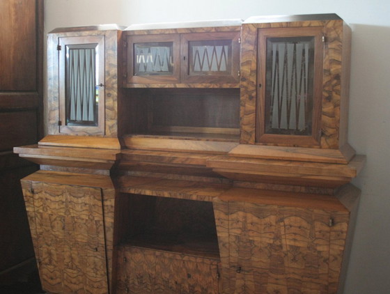 Image 1 of Crédence Art Déco en Bois d'Olivier, Ministre Bottai, Italie, 1933 Design