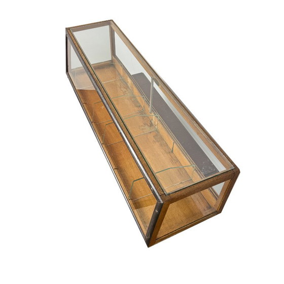 Vintage vitrinekast van hout en glas, Vitrinekasten, Bruin (foto 3 van 12)