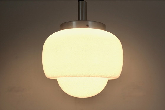 Peill & Putzler Aluminum and Opal Glass Bubble Pendant, Germany, 1960s, Pendant lamps, Aluminium, Black (photo 9 of 10)