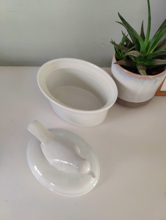 Image 1 of Apilco France Porcelaine à Feu pâté pot oiseau