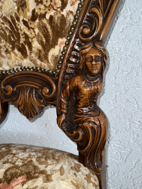 4 Sedie da pranzo barocche – Velluto, Legno (photo 9 of 10)