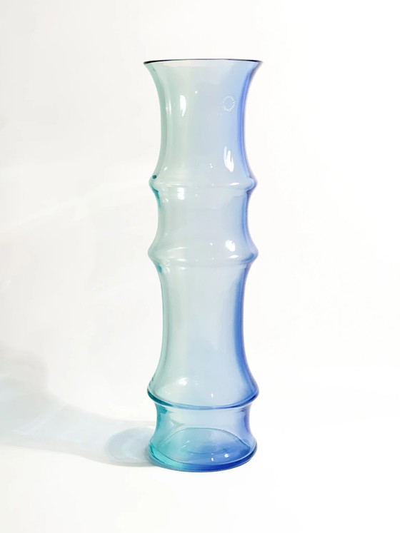 1980s Murano Glass Vase by Nason, Light Blue and Blue Bamboo – Postmodern (photo 2 of 11)