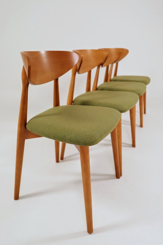 Image 1 of Eetkamerstoelen set van 4 sauvage groene bekleding hout kleur te kiezen