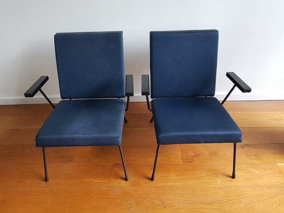 Set di 2 poltrone vintage Gispen 1407 – André Cordemeyer – Metallo, Tessile (photo 2 of 12)