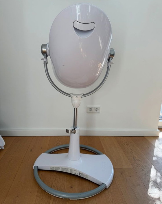 Image 1 of Silla alta de diseño Bloom Fresco Chrome, silla alta blanca y azul para bebé