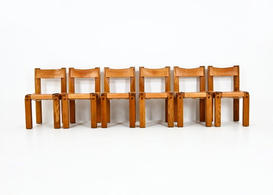 Image 1 of Eetkamerstoelen "S11" van Pierre Chapo, 1966, set van 6