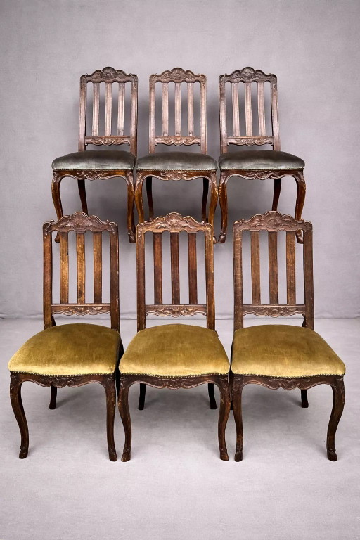Set of 6 Regency chairs. Solid oak. – eetkamerstoelen, Hollywood Regency (photo 2 of 7)