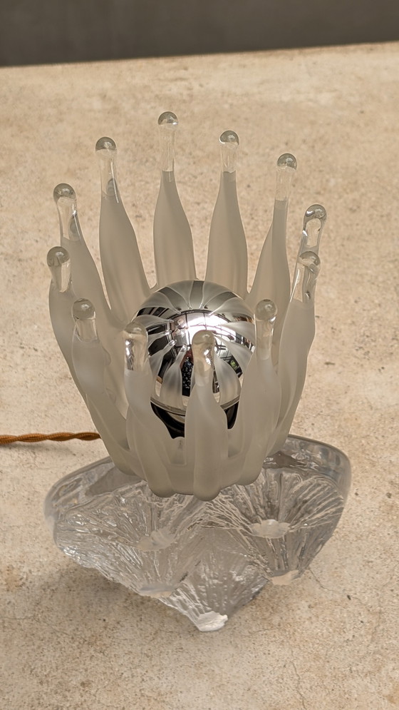 Image 1 of Daum France Crystal "Crater" Table Lamp