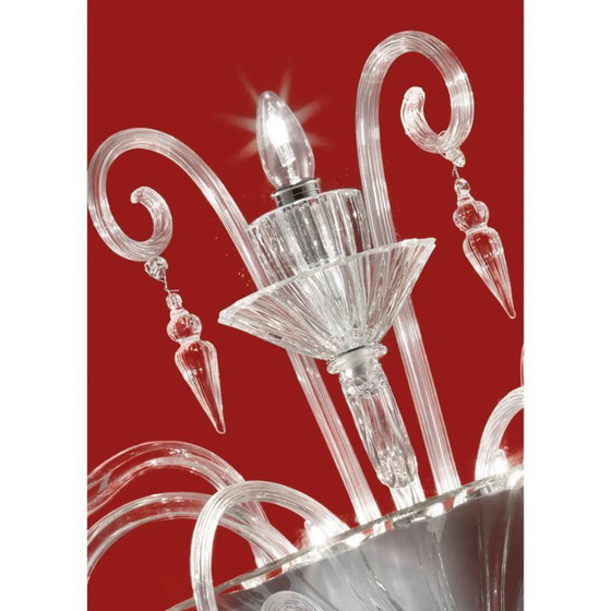 Image 1 of Statement Imperial Murano Glass „Rigadin“ Wandleuchte aus transparentem Glas