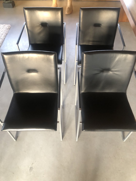 Image 1 of Arco Frame chairs 4 pcs black leather/aluminum