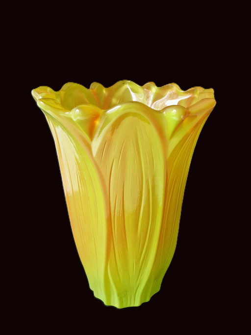 Walther Glass - Large Vase In The Shape Of A Flower