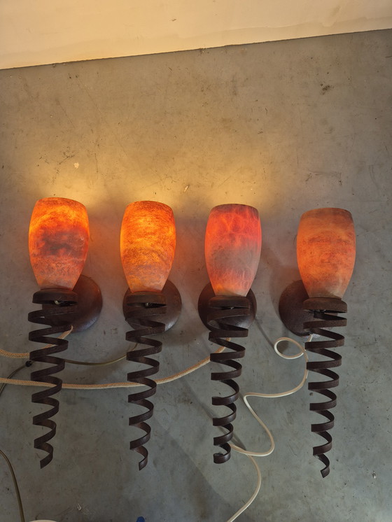 Image 1 of 4 lampade da parete vintage in alabastro design Pegasam