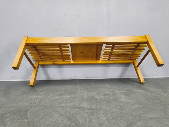 Image 1 of Set di tre supporti per piante in legno, stile metà secolo, Cecoslovacchia anni '70