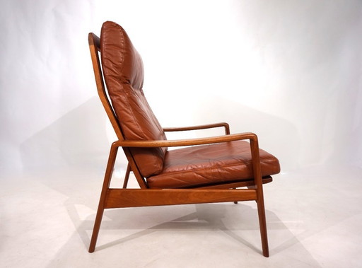 Poltrona Komfort in pelle di teak di Arne Wahl Iversen, 1960