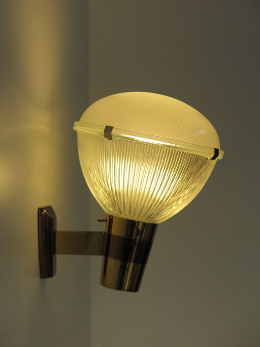 Brass and Glass Wall light by Stilnovo, Italy, 1960s