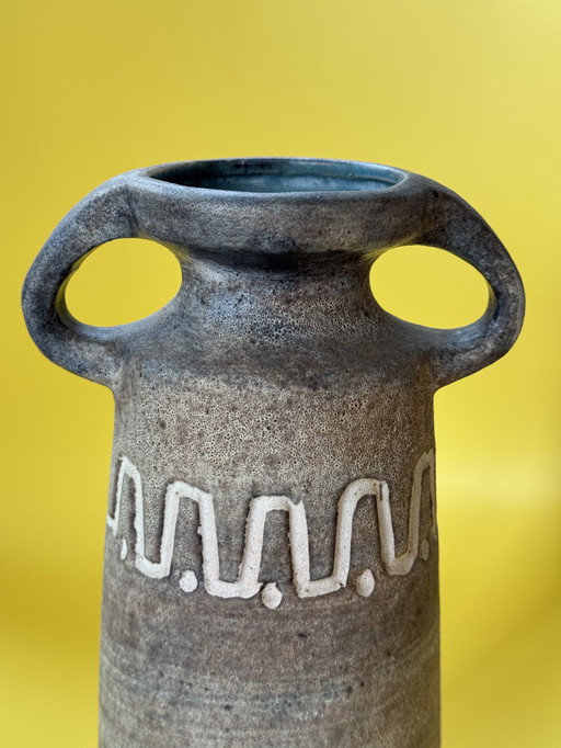 Vase vintage Heissner Allemagne de l'Ouest 1960 - avec motif en relief et lave grasse